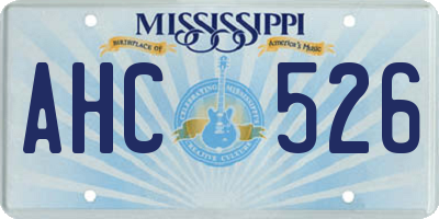 MS license plate AHC526