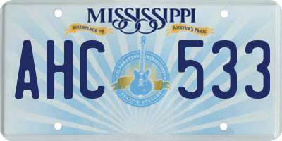 MS license plate AHC533