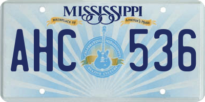 MS license plate AHC536