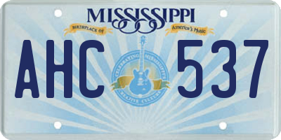 MS license plate AHC537