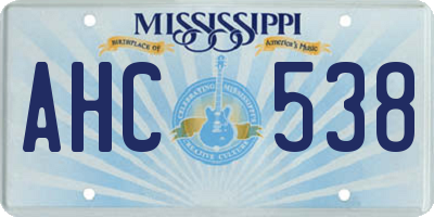 MS license plate AHC538