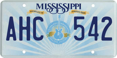 MS license plate AHC542