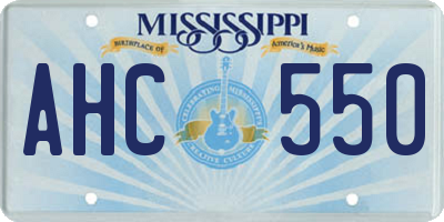 MS license plate AHC550