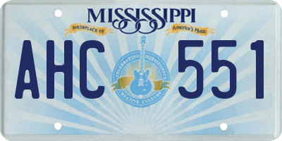 MS license plate AHC551