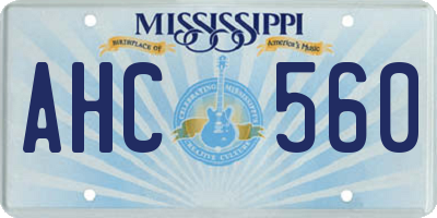 MS license plate AHC560