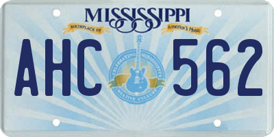 MS license plate AHC562