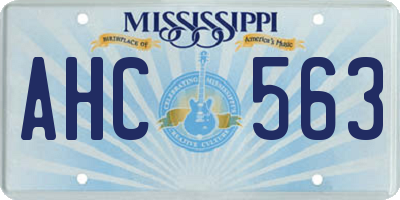MS license plate AHC563
