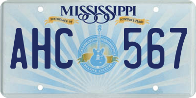 MS license plate AHC567