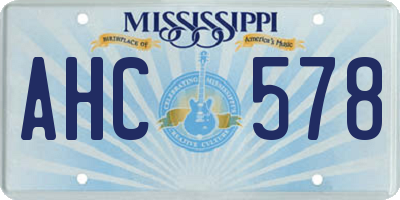 MS license plate AHC578