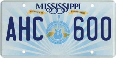 MS license plate AHC600
