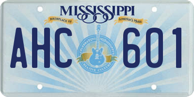MS license plate AHC601