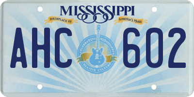 MS license plate AHC602
