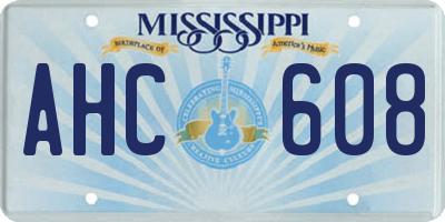 MS license plate AHC608