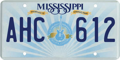 MS license plate AHC612