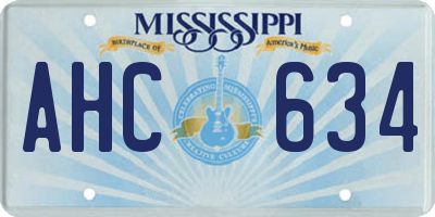 MS license plate AHC634