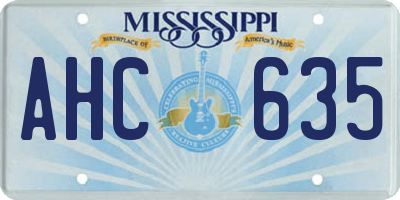 MS license plate AHC635