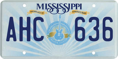 MS license plate AHC636