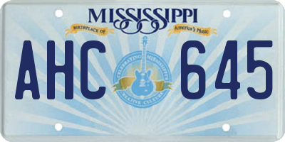 MS license plate AHC645