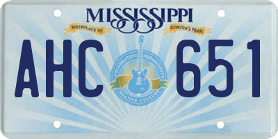 MS license plate AHC651
