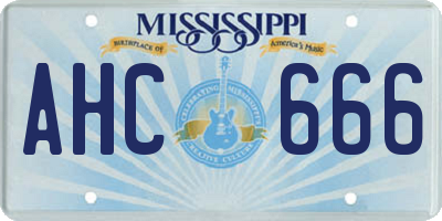 MS license plate AHC666