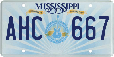 MS license plate AHC667