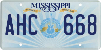 MS license plate AHC668