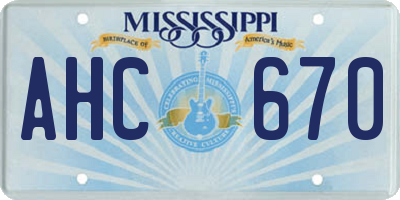MS license plate AHC670