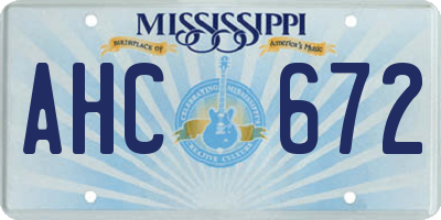 MS license plate AHC672