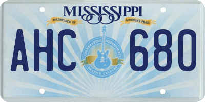 MS license plate AHC680