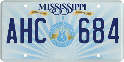 MS license plate AHC684