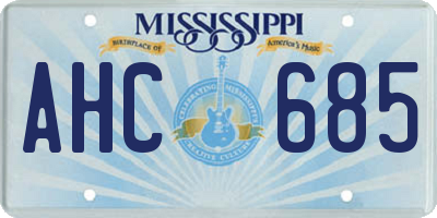 MS license plate AHC685