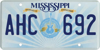 MS license plate AHC692