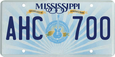 MS license plate AHC700