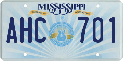 MS license plate AHC701