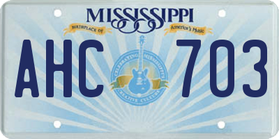MS license plate AHC703
