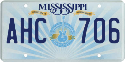 MS license plate AHC706
