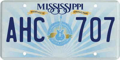 MS license plate AHC707