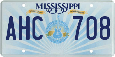 MS license plate AHC708
