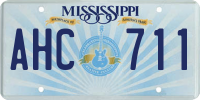 MS license plate AHC711