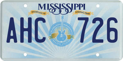 MS license plate AHC726