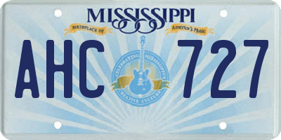 MS license plate AHC727