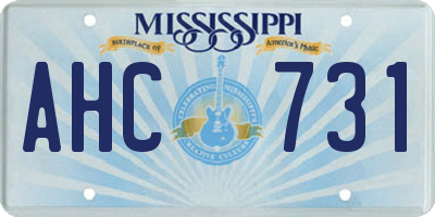 MS license plate AHC731