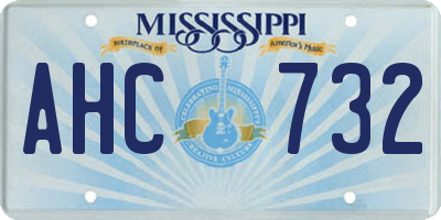 MS license plate AHC732
