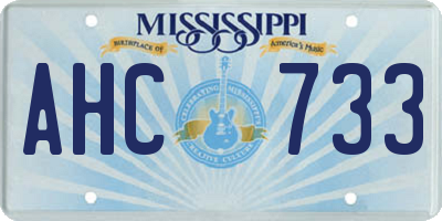 MS license plate AHC733