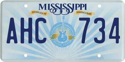 MS license plate AHC734