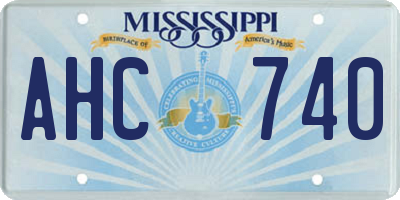 MS license plate AHC740