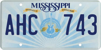 MS license plate AHC743