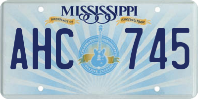 MS license plate AHC745