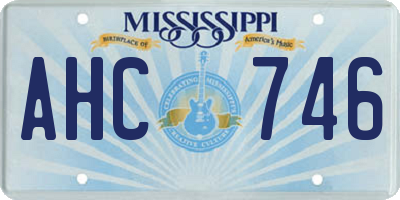 MS license plate AHC746