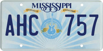 MS license plate AHC757